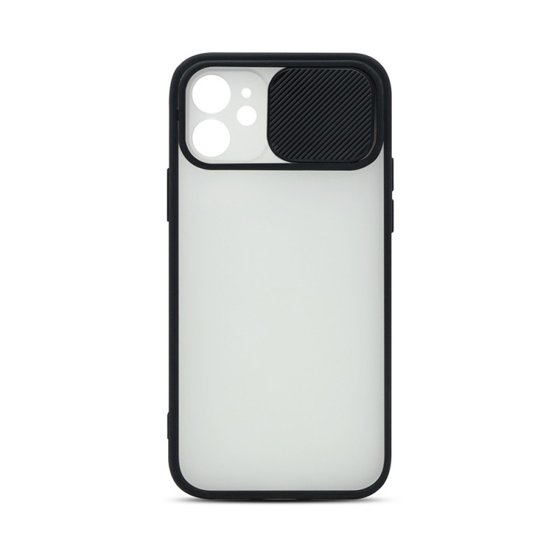 Coque rigide avec cache caméra pour iPhone 11 - semi-transparente/noire