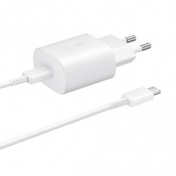 Chargeur maison 25W Power Delivery+Câble USB C/USB C Blanc