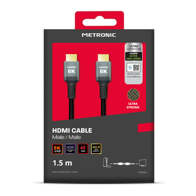 Cable HDMI 2.0 Maclean 1,8m M/M (Noir/Rouge) à prix bas