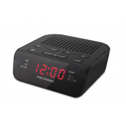 Radio-réveil FM double alarme avec luminosité réglable - noir