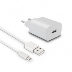 Chargeur secteur 1 USB-A 1 A+ câble micro-USB 1 m - blanc