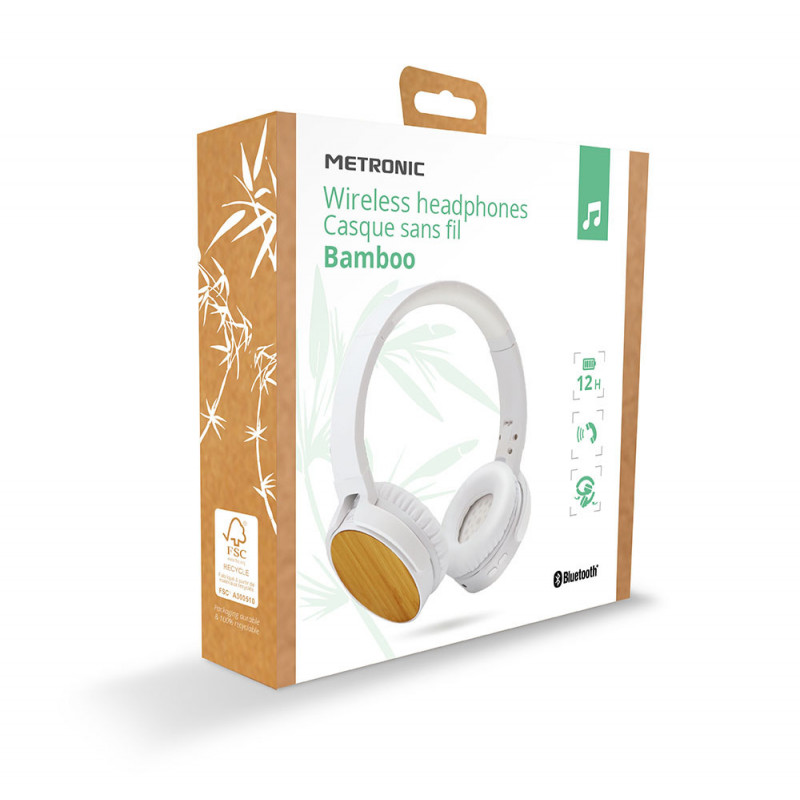 Casque Audio sans Fil Bluetooth léger, Ajustable et Pliable Bambou