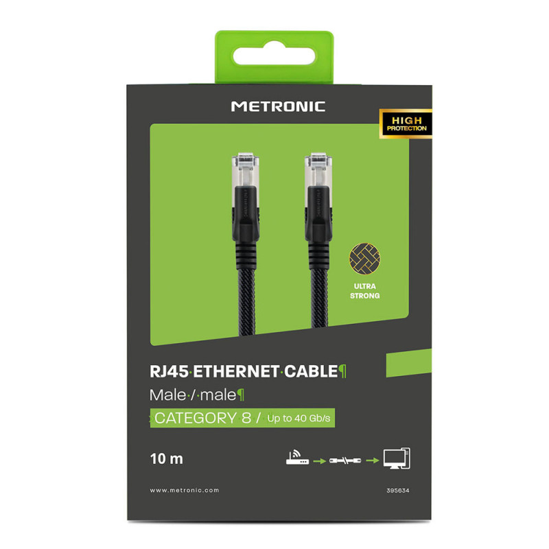 Câble Ethernet RJ45 CAT 8 mâle/mâle tressé - S/FTP 10 m