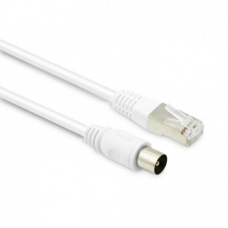 Câble TV coaxial 9,52 mm mâle/RJ45 mâle 5 m - blanc