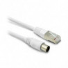 Câble TV coaxial et Ethernet mâle/mâle RJ45 - 2 m - blanc