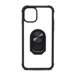 Coque rigide renforcée magnétique avec anneau pour iPhone 12/12 PRO - contour noir