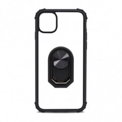 Coque rigide renforcée magnétique avec anneau pour iPhone 11 - contour noir