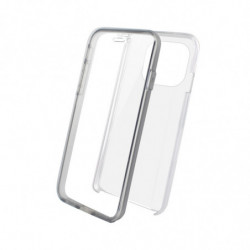 Coque semi-rigide 360° pour iPhone 14 Pro - transparente / grise