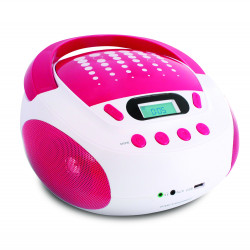 Lecteur CD MP3 Pop Pink avec port USB - Blanc et rose