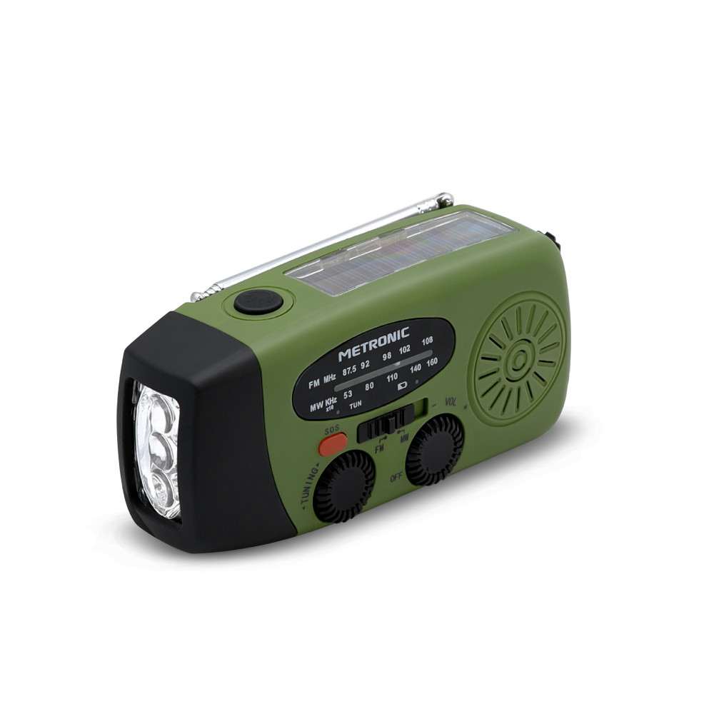 Radio D'urgence Solaire Et à Manivelle - 2000 MAh, Lampe Torche, Charge Téléphone, FM/AM, étanche