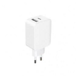Chargeur secteur 1 USB-A+1 USB-C 5,4A (2,4A+3A) IC Smart - blanc