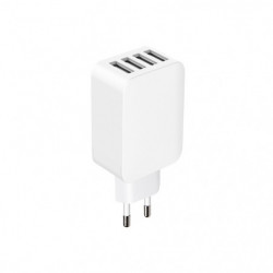 Chargeur secteur 4 USB-A 5,4A IC Smart - Blanc