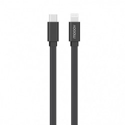Câble MFI / USB-C plat pour iPhone iPad 1 m - noir