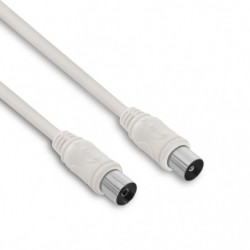 Câble TV coaxial 9,52 mm mâle/fem. 5 m - blanc