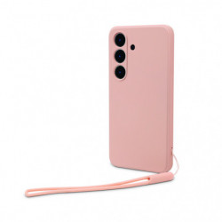 Coque semi-rigide avec dragonne amovible pour Samsung Galaxy A14 4G/5G - Rose poudré