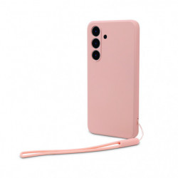 Coque semi-rigide avec dragonne amovible pour Samsung Galaxy A34 5G - Rose poudré