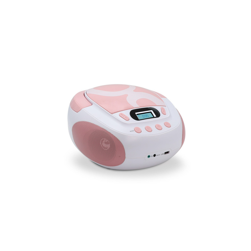 Lecteur CD MP3 enfant avec port USB - rose clair