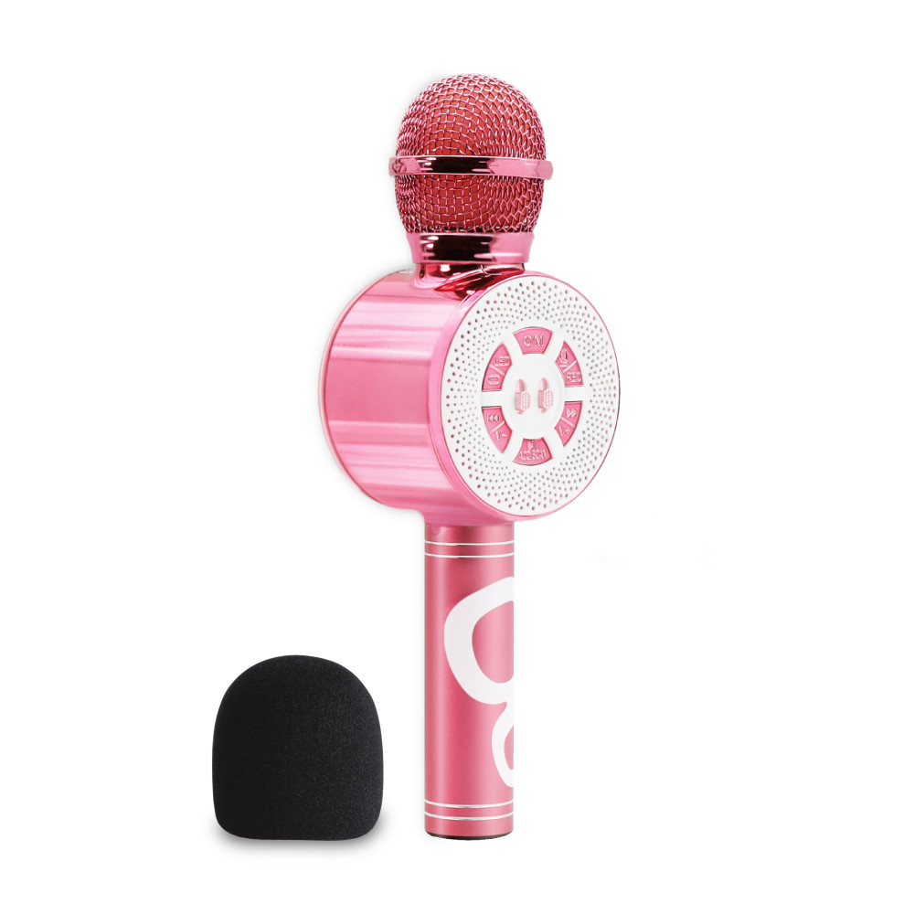 Micro Karaoké avec haut-parleur Bluetooth, rose