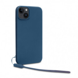 Coque semi-rigide avec dragonne amovible pour iPhone 15 - Bleu gris