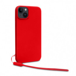 Coque semi-rigide avec dragonne amovible pour iPhone 15 - Rouge intense