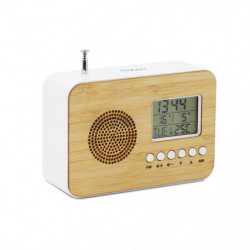 Réveil Bamboo de voyage avec fonction radio FM, date et température intérieure