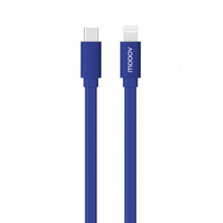 Câble MFI / USB-C plat pour iPhone iPad 1 m - bleu nuit