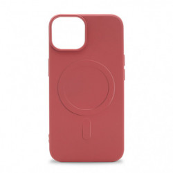 Coque semi-rigide compatible MagSafe pour iPhone 15 - Bois de rose