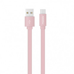 Câble USB-C /USB-A plat 1 m - rose poudre