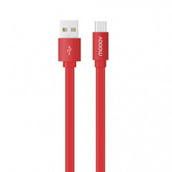 Câble USB-C /USB-A plat 1 m - rouge intense