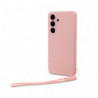 Coque semi-rigide avec dragonne amovible pour Samsung Galaxy A05S - Rose poudré