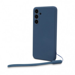 Coque semi-rigide avec dragonne amovible pour Samsung Galaxy S24 - Bleu gris