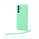 Coque semi-rigide avec dragonne amovible pour Samsung Galaxy S24 - Vert d\'eau