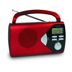 Radio portable AM/FM avec fonction réveil - rouge
