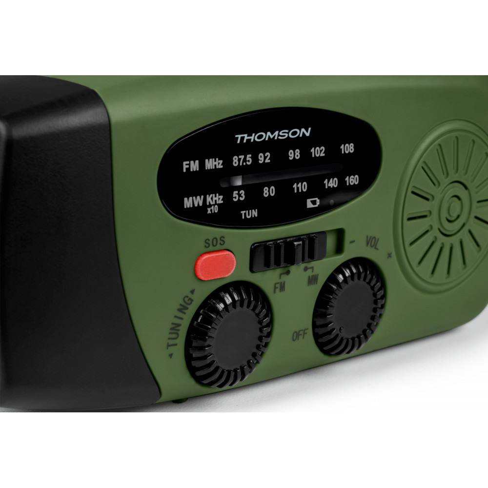 Radio Bluetooth 5.4 Thomson – Design Rétro, Recharge USB-C + Solaire, FM, Entrée Auxiliaire – Gris