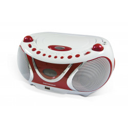 Lecteur CD Cherry MP3 avec port USB, FM - blanc et rouge