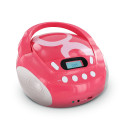 Lecteur CD MP3 enfant avec port USB - rose et blanc