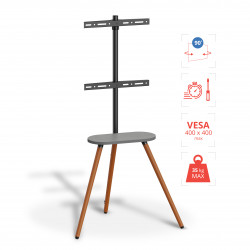Support TV sur Trépied Pivotant pour Télévision 43" à 65" / 109 à 165 cm - Bois