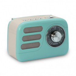 Radio Jerry vintage FM et Bluetooth avec batterie rechargeable - Turquoise