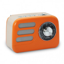 Radio Daisy vintage FM et Bluetooth avec batterie rechargeable - Orange