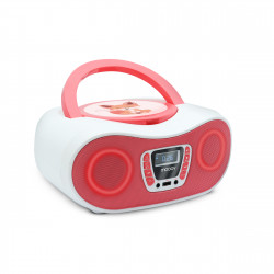 Lecteur CD Kino karaoké avec micro, effets lumineux et radio FM - Blanc & Rose