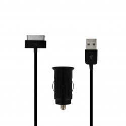 Chargeur allume-cigares 1 USB-A 1 A + câble dock 30 pin - noir