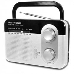 Radio portable AM/FM grandes ondes - noir et blanc