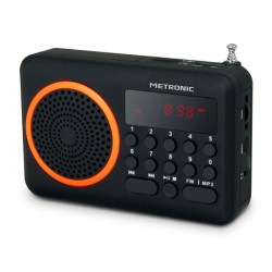 Radio portable FM MP3 avec ports USB/micro SD - noir et orange