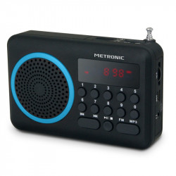 Radio portable FM MP3 avec ports USB/micro SD - noir et bleu