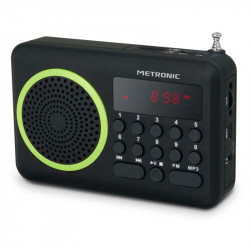Radio portable FM MP3 avec ports USB/micro SD - noir et vert