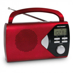 Radio portable AM/FM avec fonction réveil - rouge