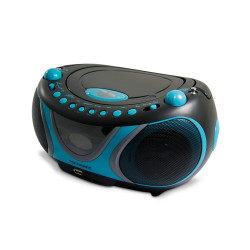 Lecteur CD Sportsman MP3 avec port USB, FM - noir et bleu