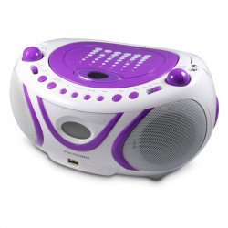 Lecteur CD Pop Purple MP3 avec port USB, FM - blanc et violet