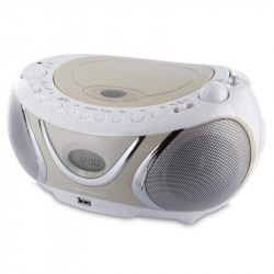 Lecteur CD Casual MP3 avec port USB, FM - blanc et beige