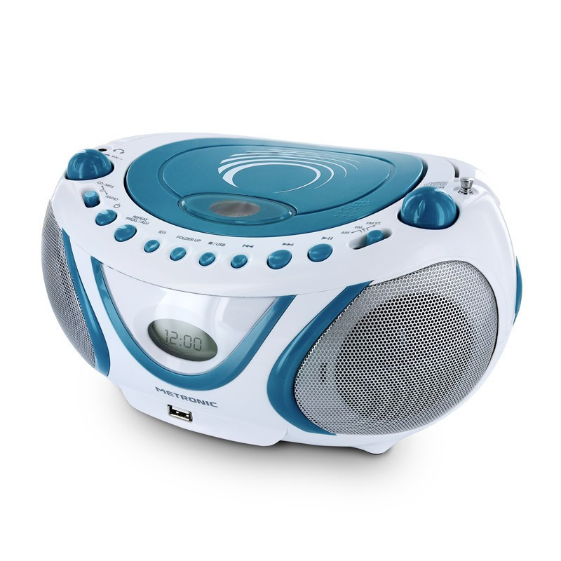 Lecteur CD MP3 Ocean enfant avec port USB - Blanc et bleu METRONIC® - Radio  - Achat & prix